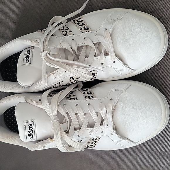 Vintage Adidas Grand Court Women's Shoes Leopard Print Stripe Sneakers Size 9.5 - Picture 5 of 10